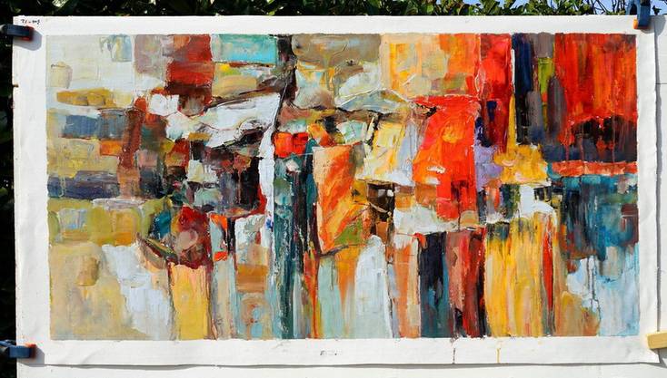 Red Original Modern Abstract Canvas Artwork W4VB7